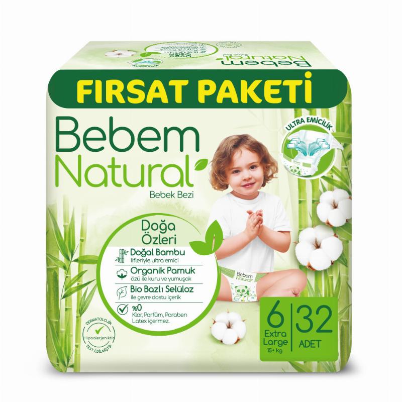 BEBEM NATURAL Підгуз.дит. "6" e.large 15+ кг 32 шт.//4
